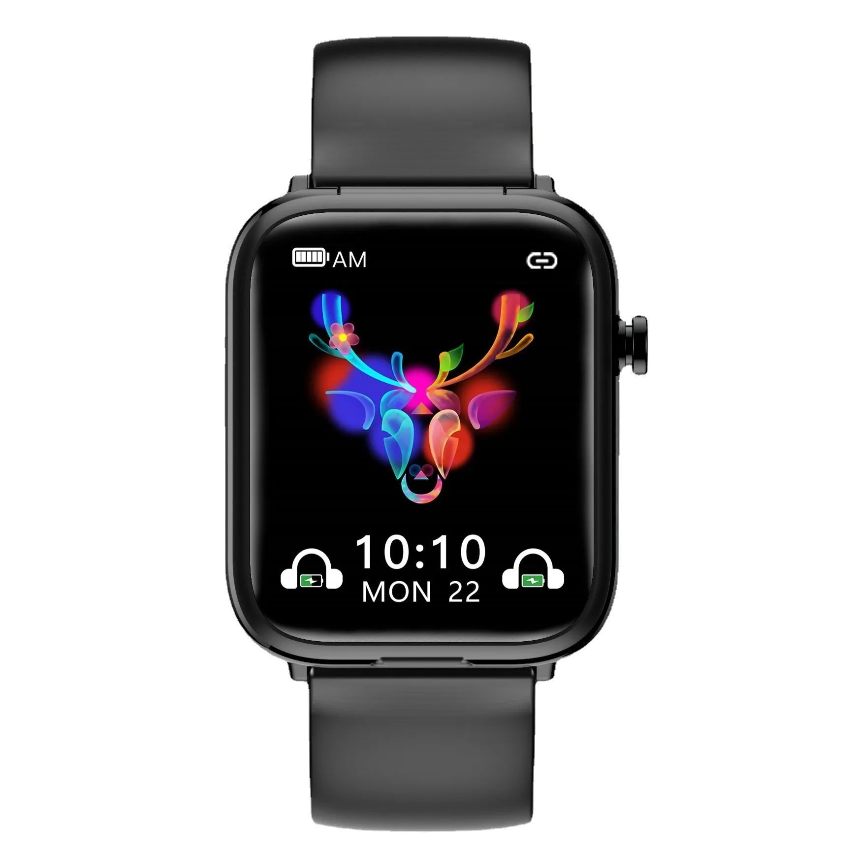Black smart Bluetooth watch with touch screen display and zinc alloy body