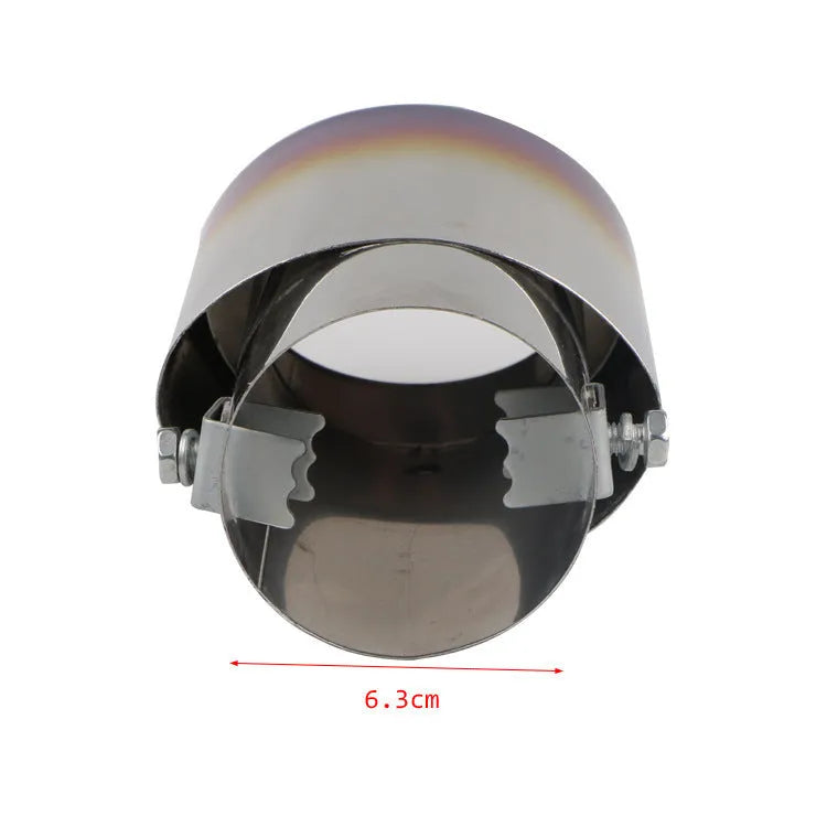 Stainless steel car modification tailpipe in 140mm length, showing straight and curved style options