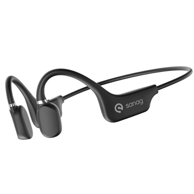 Bone conduction Bluetooth headset with a hanging neckband, shown in one of six colour options.