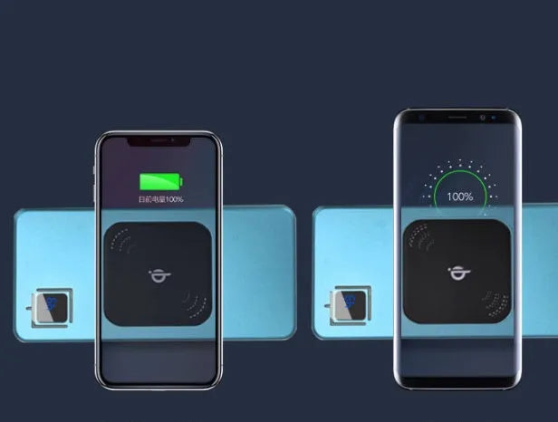 Black portable power bank with LCD screen showing battery level, next to silver, red, and blue colour options.