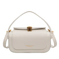 Women's black PU shoulder messenger bag with personalised letter detailing and decorative stitching