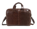 Brown 18-inch men's business briefcase in first-layer cowhide leather with polyester cotton lining