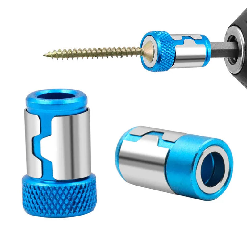 Light blue screwdriver bit with magnetic ring for slotted screwdrivers