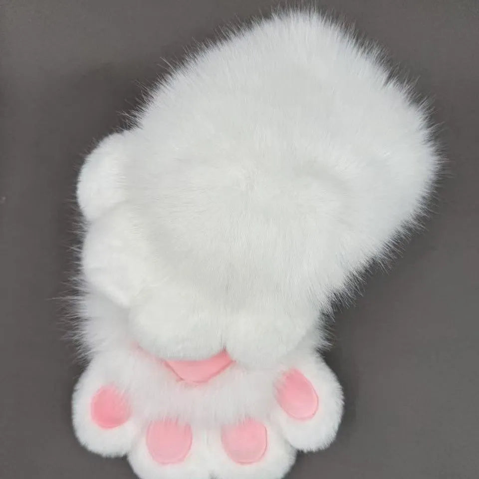 A pair of nylon cosplay gloves designed to look like animal claws, shown in various colour pad options.