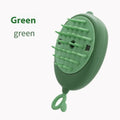 Pet grooming comb with spray function in avocado green colour and ABS plastic handle
