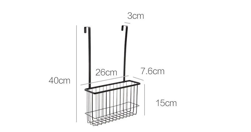 Nordic style metal kitchen hanging shelf in black mounted on wall with spices