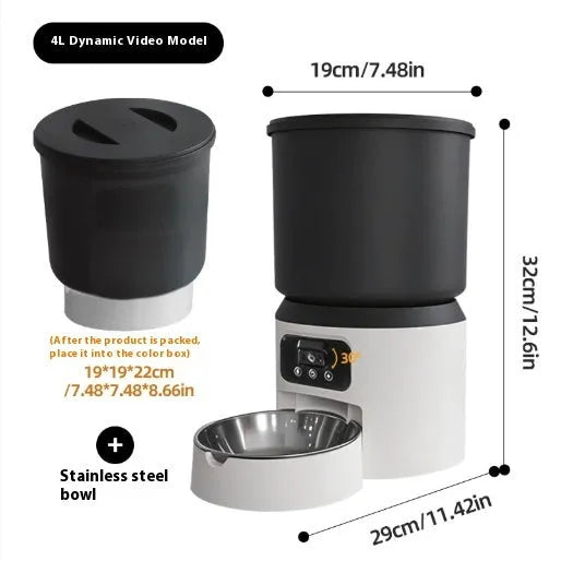 4L smart pet feeder with remote monitoring and scheduling for cats and dogs