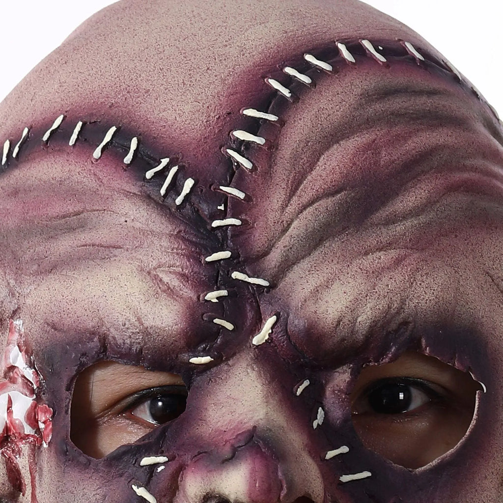 Halloween three-sided grimace horror mask made of natural latex for adults