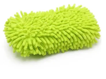 Silver green chenille car wash sponge measuring 14x25 cm with microfiber spiral wool construction
