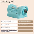 Blue-green portable neck massage pillow with EMS and hot compress, 17x10x12 cm