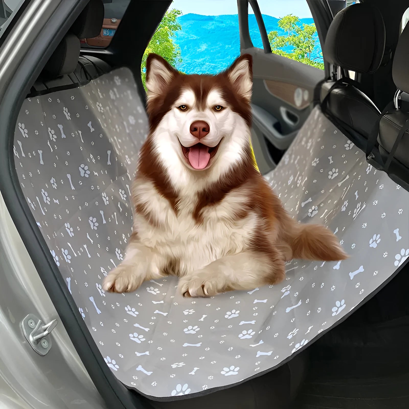 Cloth car pet mat for rear seat protection with water and dirt resistant properties for dogs