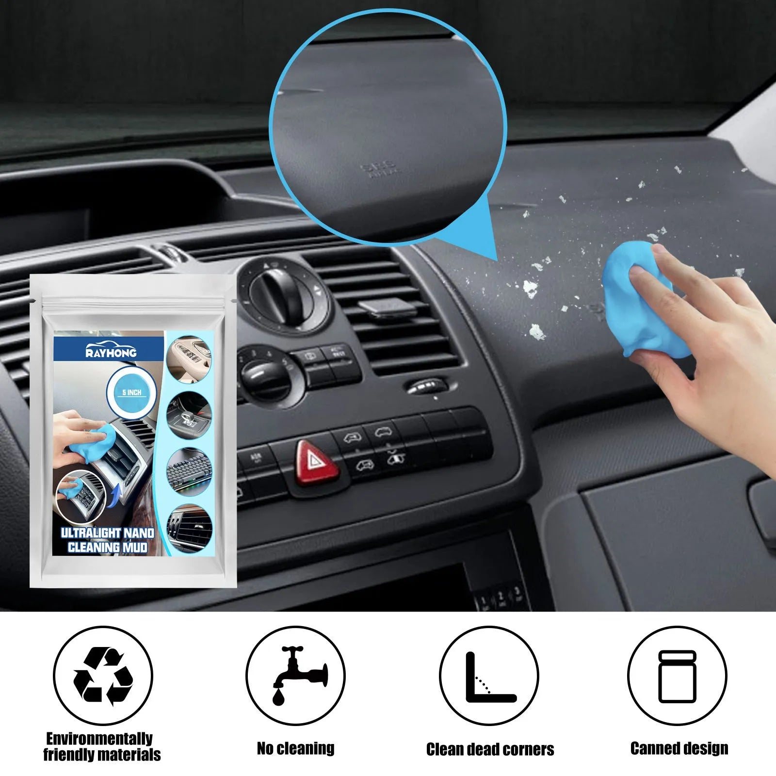 20g car interior gap cleaning mud for dust removal, measuring 15 by 10cm