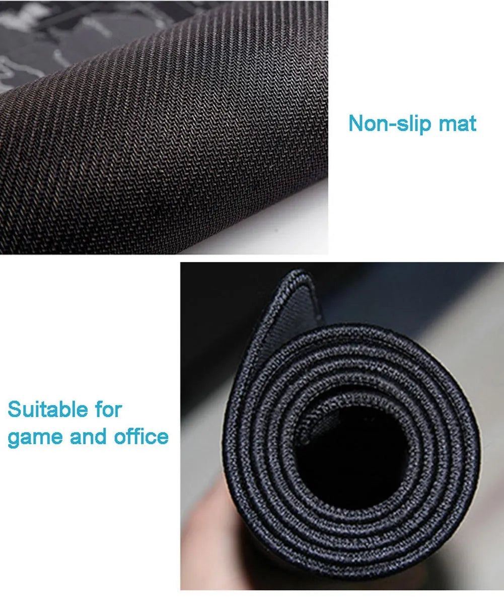 Custom cute cartoon silk cloth natural rubber extended mouse pad with waterproof coating, large 900x400mm size