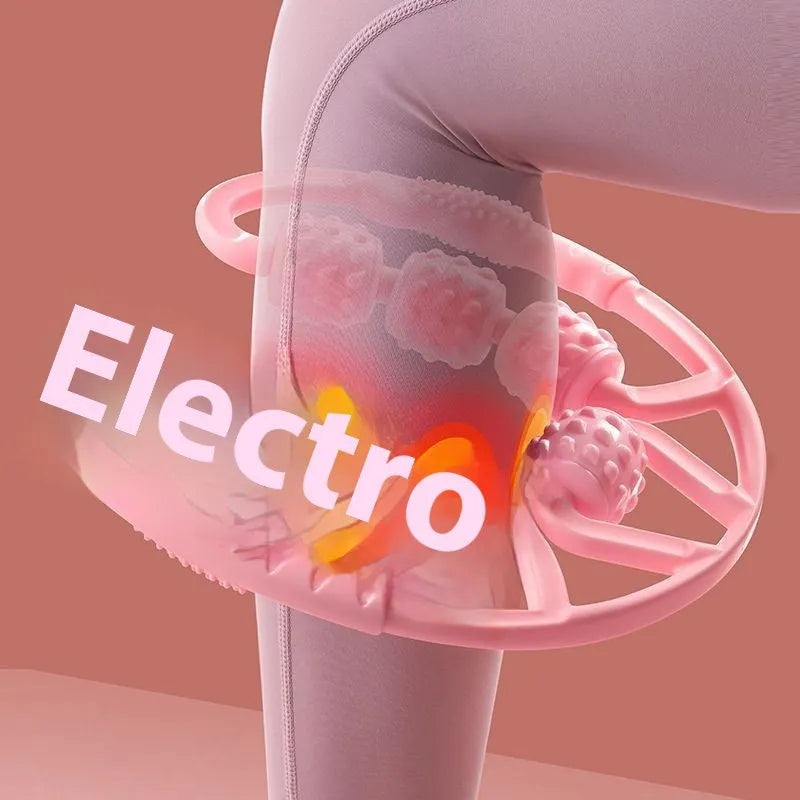 Ring clip leg massager roller in macaron pink colour with multiple wheels for muscle relaxation
