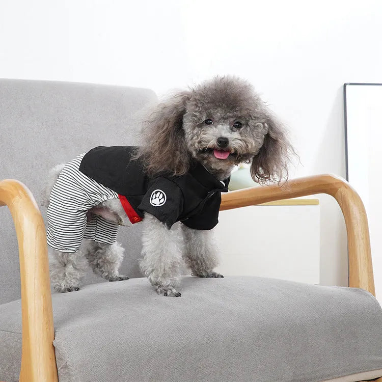 Thin cotton poodle dog clothes in four-legged pants or skirt styles for spring and autumn seasons
