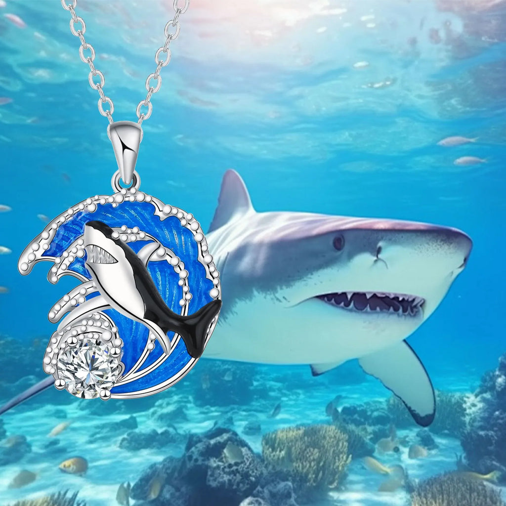HAILANG women's copper shark pendant necklace with adjustable cross chain