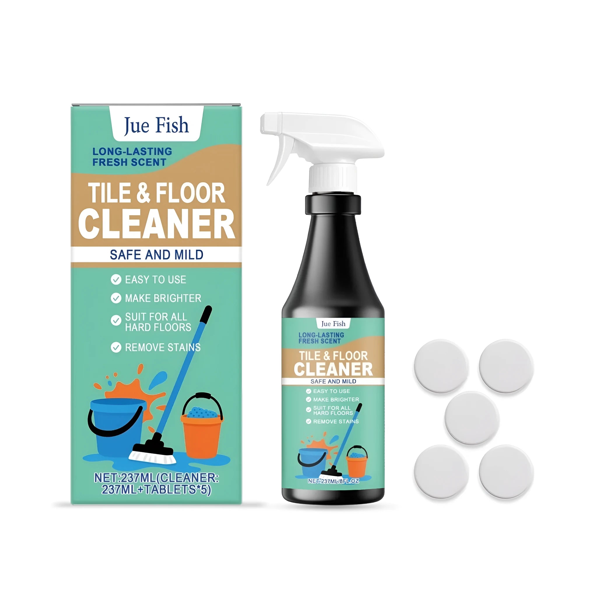 237ml floor cleaner bottle with cleaning tablets for hard surfaces