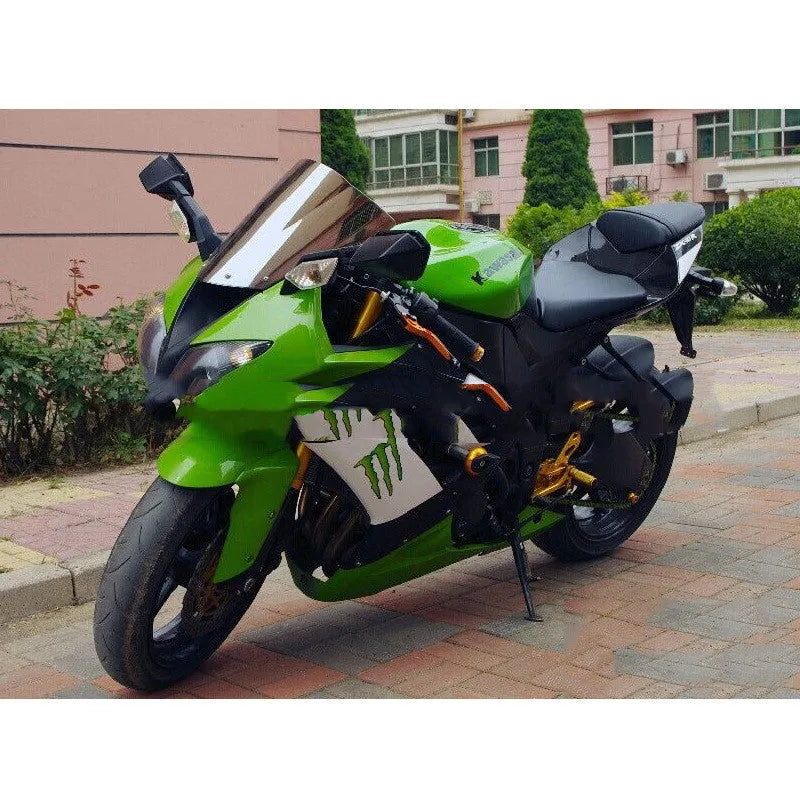 Blue and brown motorcycle windscreen for Kawasaki Ninja ZX-6R and ZX-10R models.