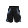 Retro washed denim jacket and shorts set in blue polyvinyl alcohol fibre fabric for summer streetwear