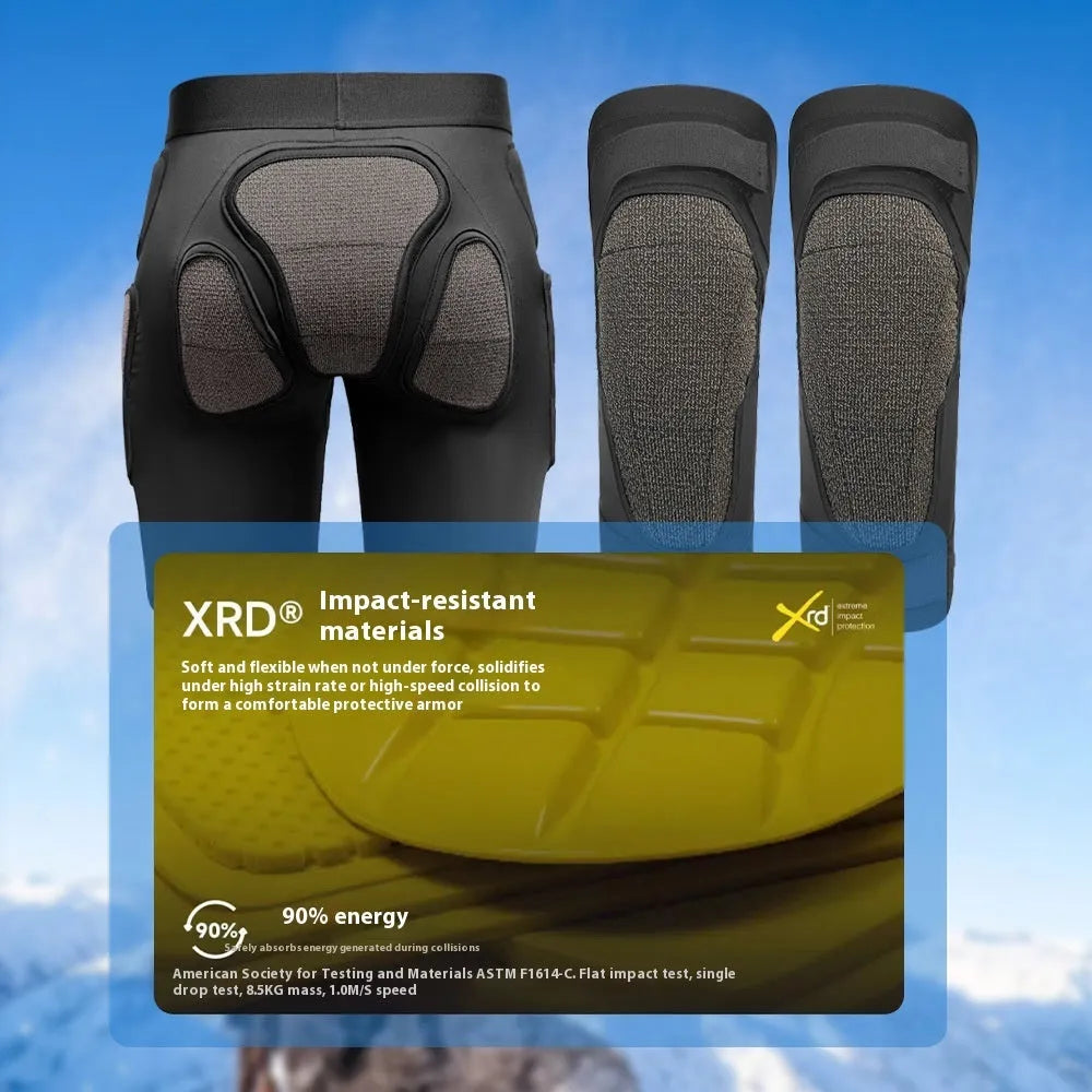 X-ray diffraction ski protective hip pads and knee pads for winter sports cushioning.