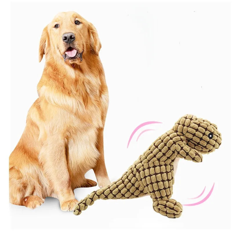 Chew-resistant grey dog toy with sound, measuring 35cm, for puppies and large breeds