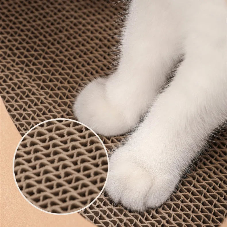 Brown washable kraft paper cat nest with integrated corrugated scratch board and litter, 40x30x53cm