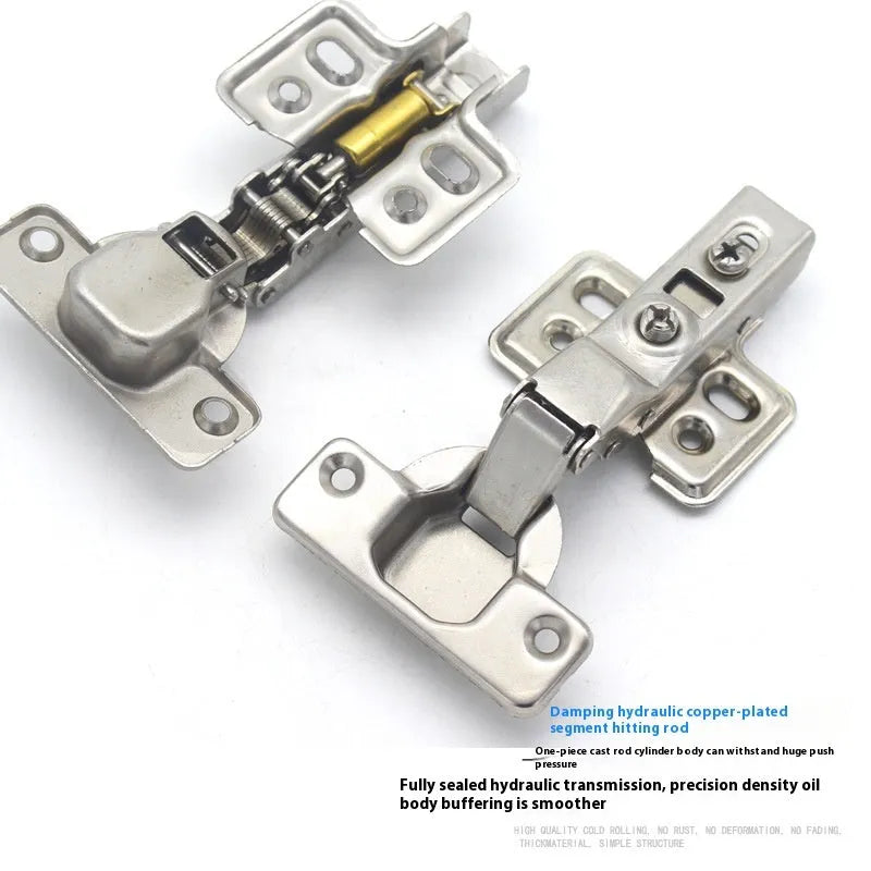 Hydraulic damping hinge for cabinets with nickel-plated finish and cold rolled steel construction