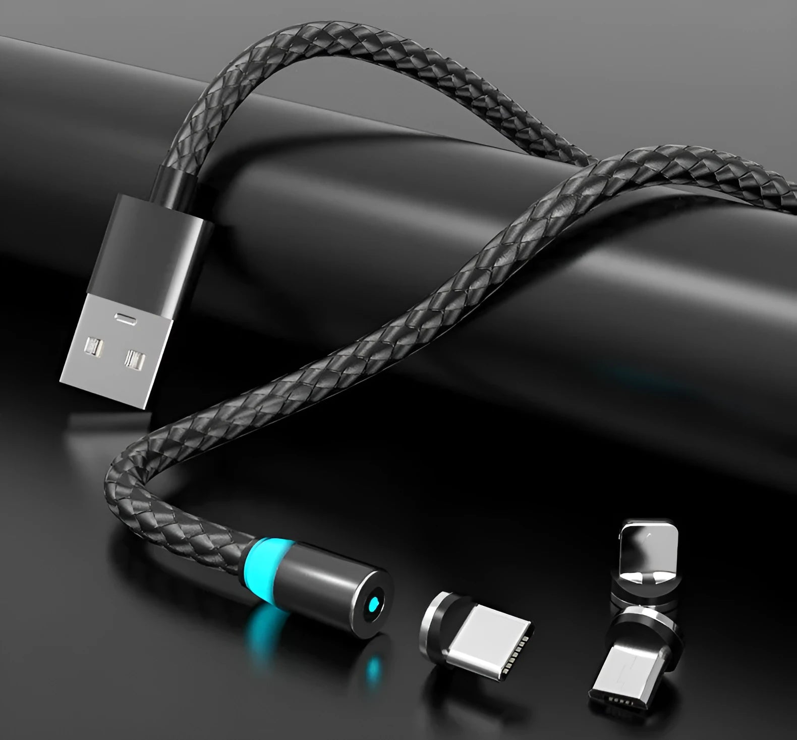 Magnetic charging cable with breathing light for Apple iPhone Android and TYPE-C devices