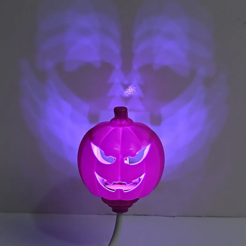 Pumpkin shaped lamp with purple or yellow light option, USB charging, 22cm tall Halloween decoration