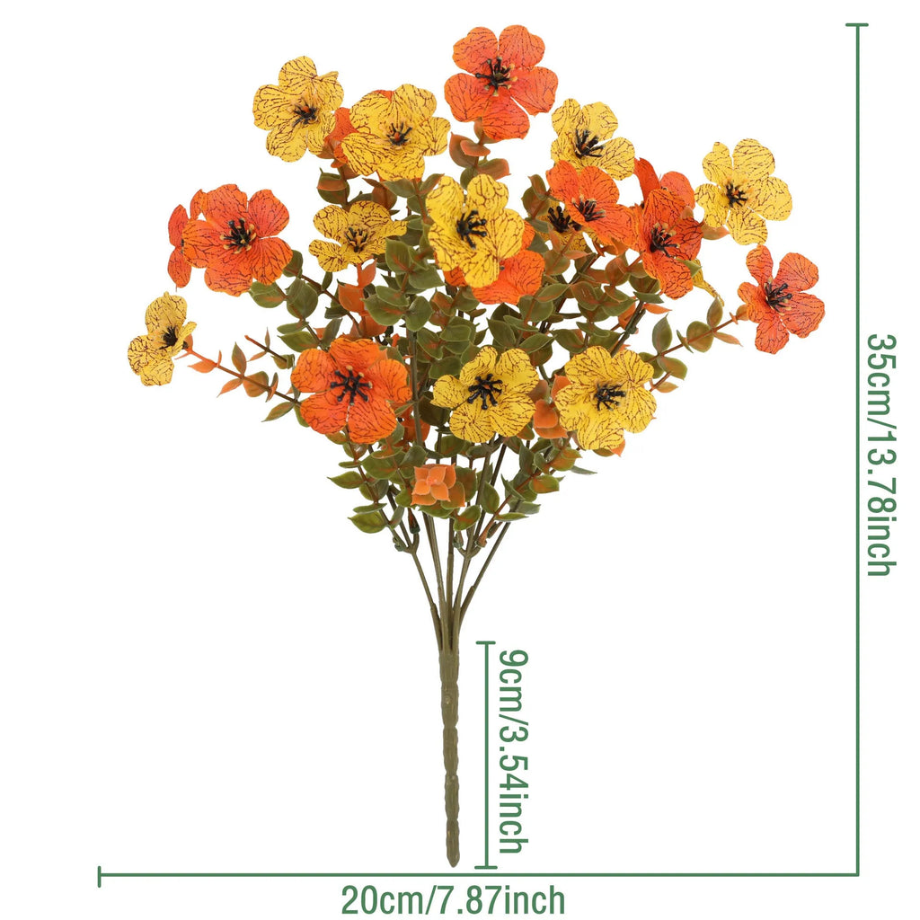 Plastic silk artificial flower bouquet in autumn colours for wedding and home decoration