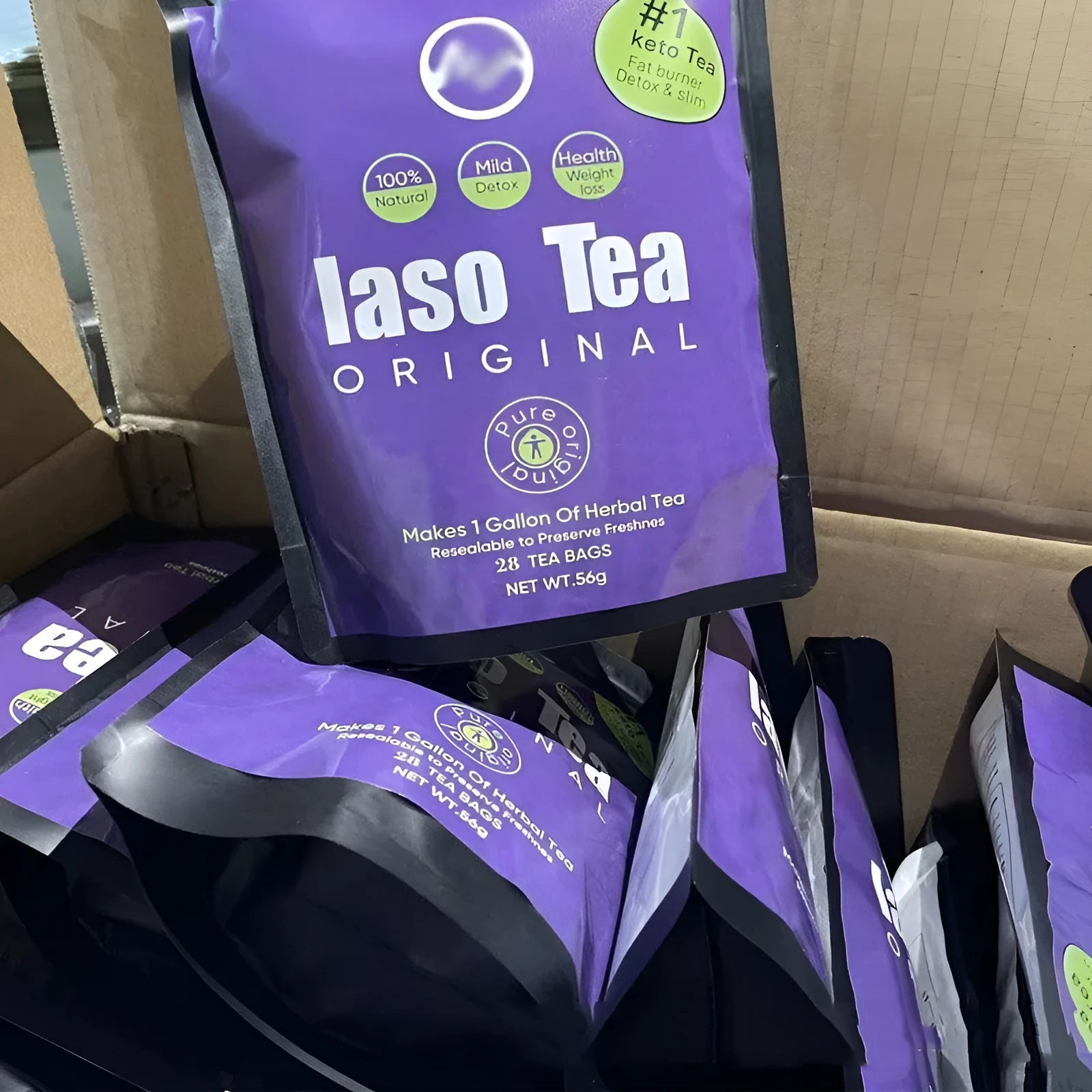 Instant slimming tea bag in cold water, sugar-free detox herbal tea for weight management