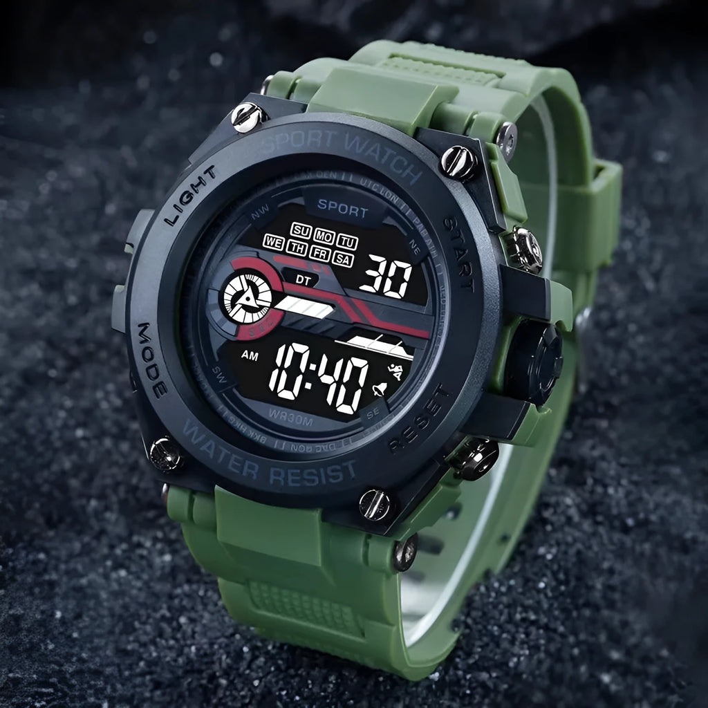 Fashion electronic watch for teenagers and students with digital display and colour options