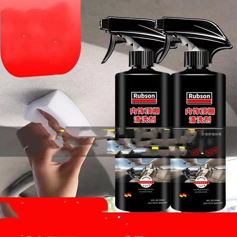 Wash-free fabric roof foam cleaner bottles with cleaning towel and sponge wipes for interior ceiling decontamination