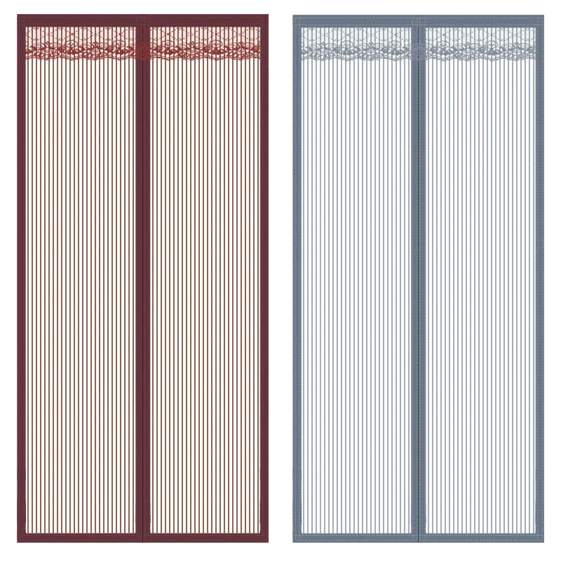 Self-priming Velcro door curtain in striped coffee colour measuring 90x230cm for household partition use
