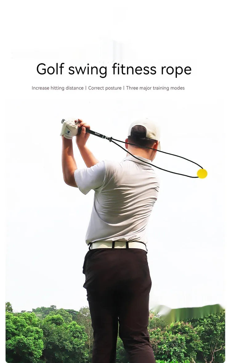 Black silicone elastic string practice rope trainer for golf swing correction and ball sports training