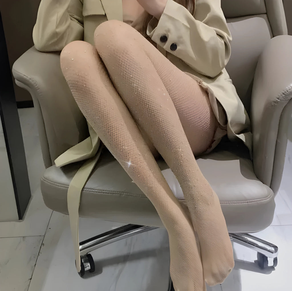 Women's fishnet socks with diamond mesh pattern in skin colour, black, and white options