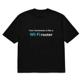 Men's black t-shirt with 3D digital printed cartoon pattern, loose fit short sleeve design