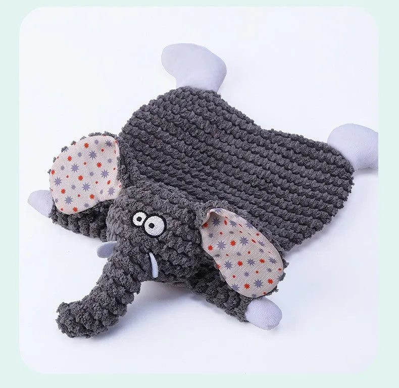Pet stuffed toy in fox shape with sound paper and bite resistant velvet, brown colour
