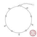 Women's silver anklet with geometric zirconium pendant in gold or white gold finish