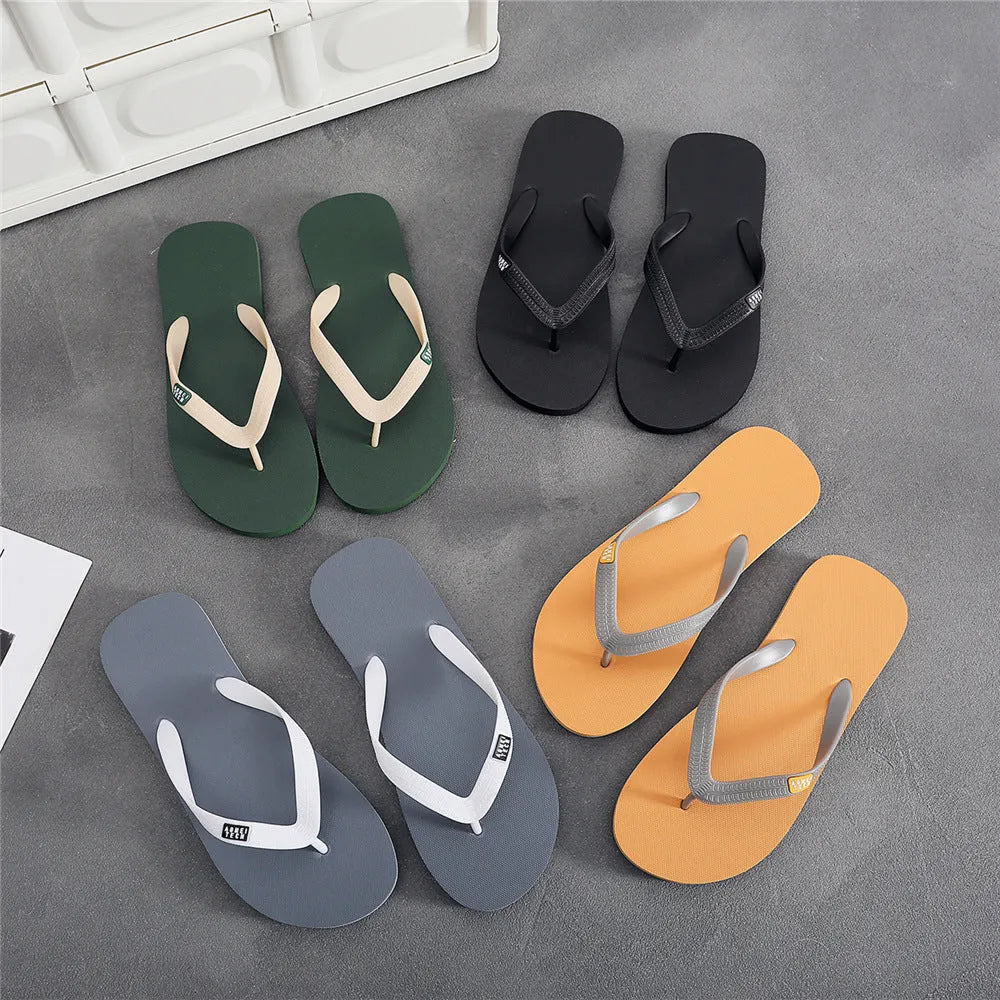 Men's non-slip rubber flip-flop beach slippers with EVA upper in gray, open-toe style