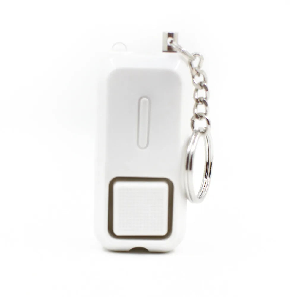 Personal alarm 130DB compact safety device with LED light, black colour, 65x30x12 mm