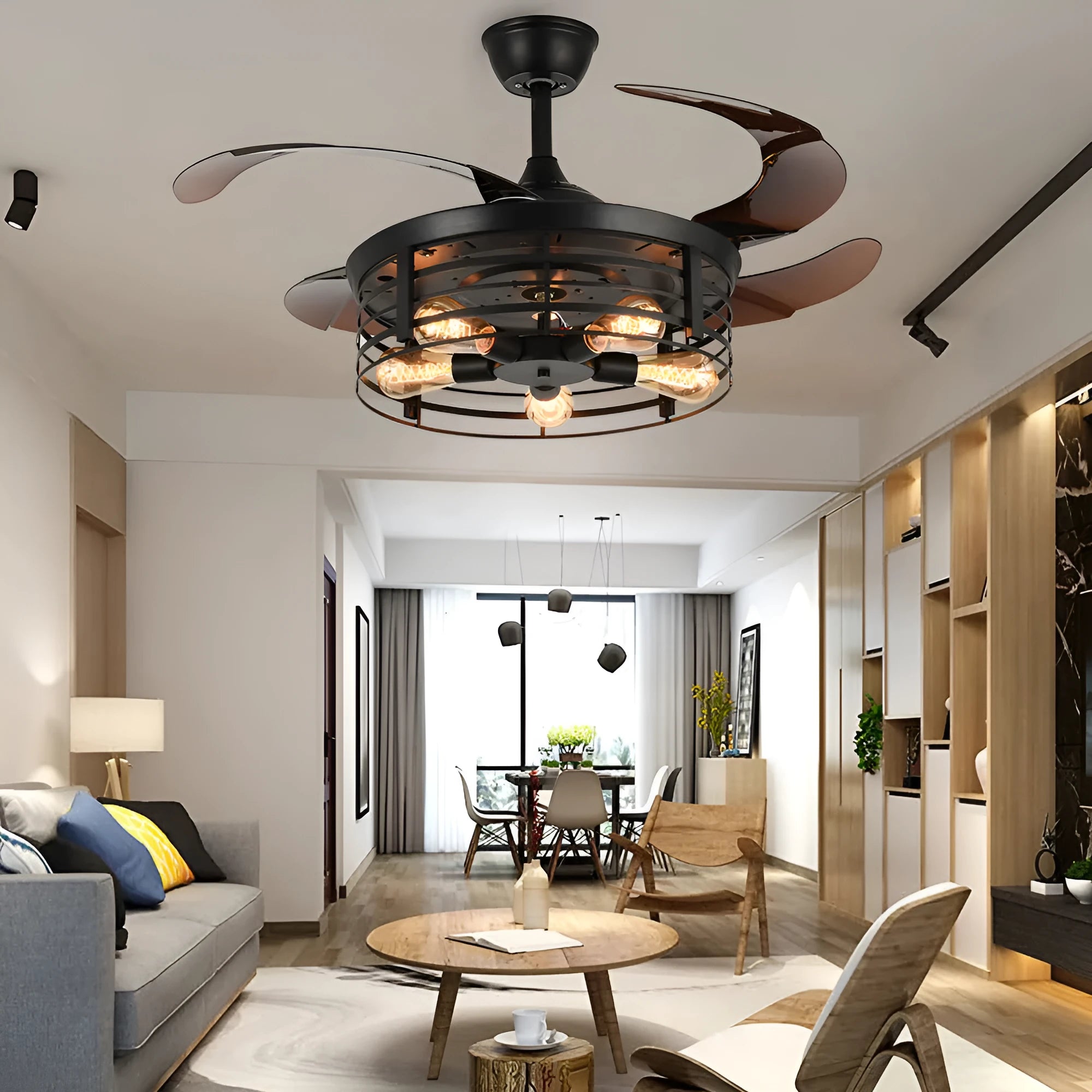 42 inch invisible ceiling fan lamp with acrylic blades and remote control