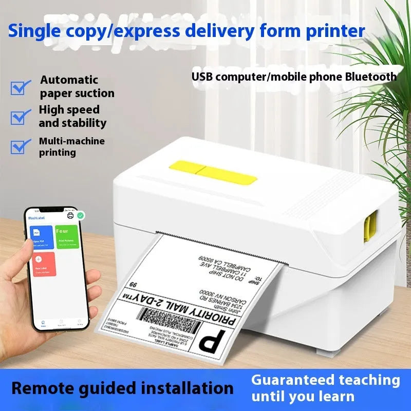 FlashLabel Thermal Express Order Label Printer unit with USB cable on a desk