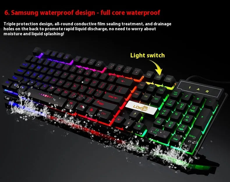 Black and white illuminated USB gaming cable with LED backlight for keyboard connectivity