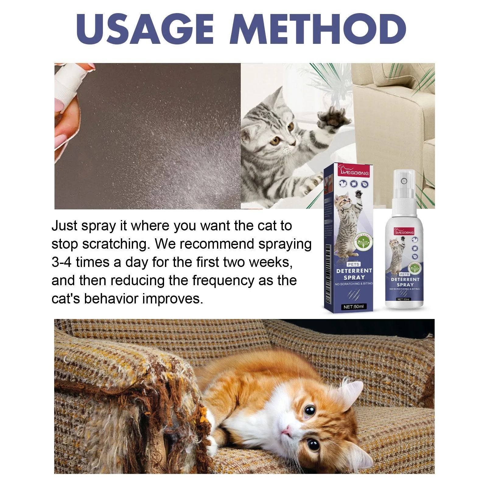 Boxed 50ml restricted area set up expelling spray for dogs and cats anti-scratch bite deterrent