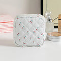 Floral print polyester key storage bag with sewing thread decoration in pink small flower colour.