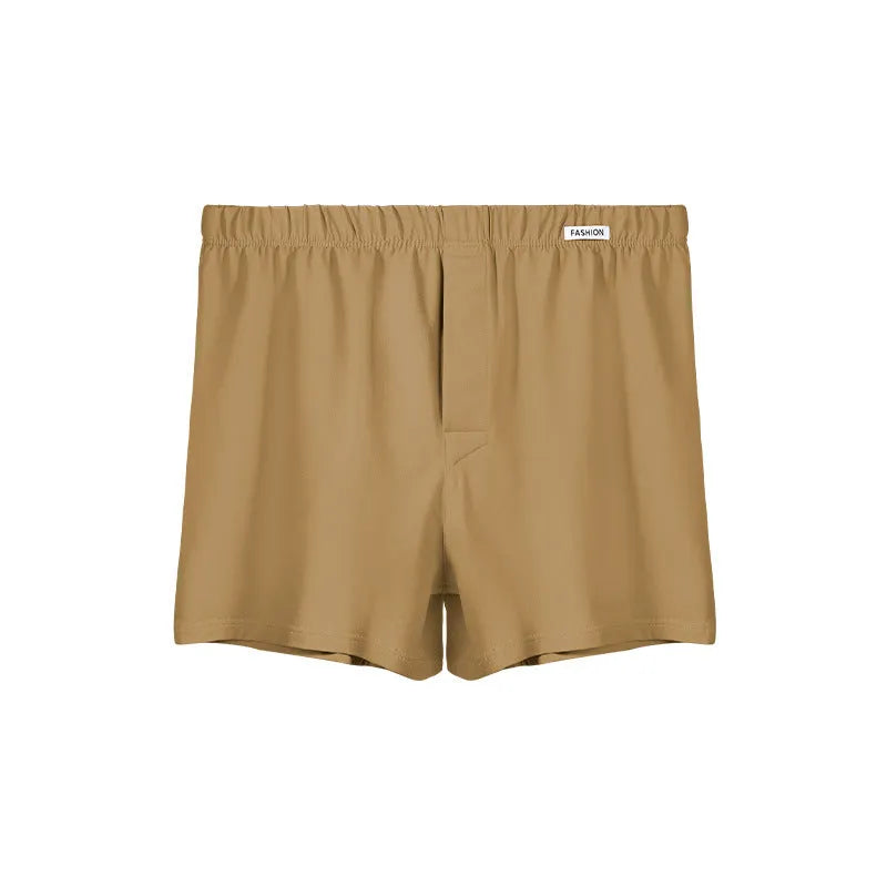 Loose-fit cotton men's boxers in solid colour, mid waist, sizes L to 3XL