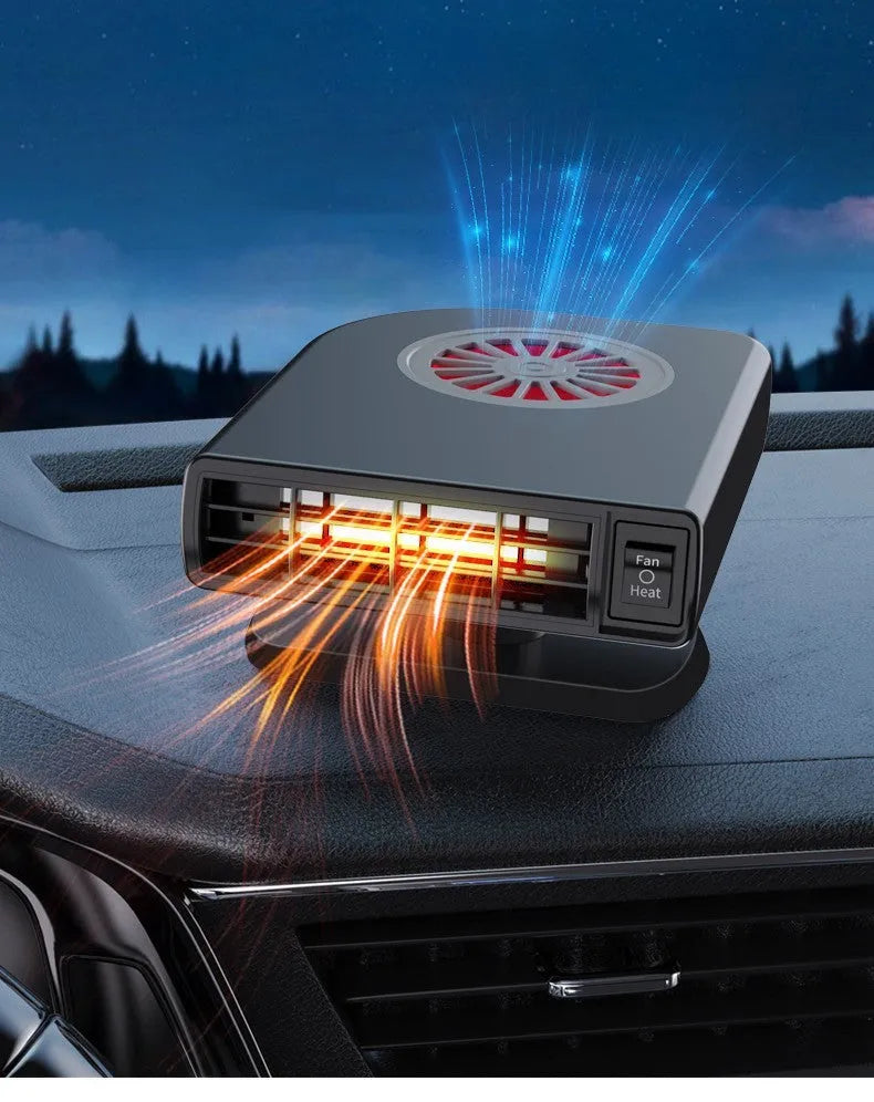 Black vehicle-mounted heater with adjustable vents for car defogging and dehumidifying