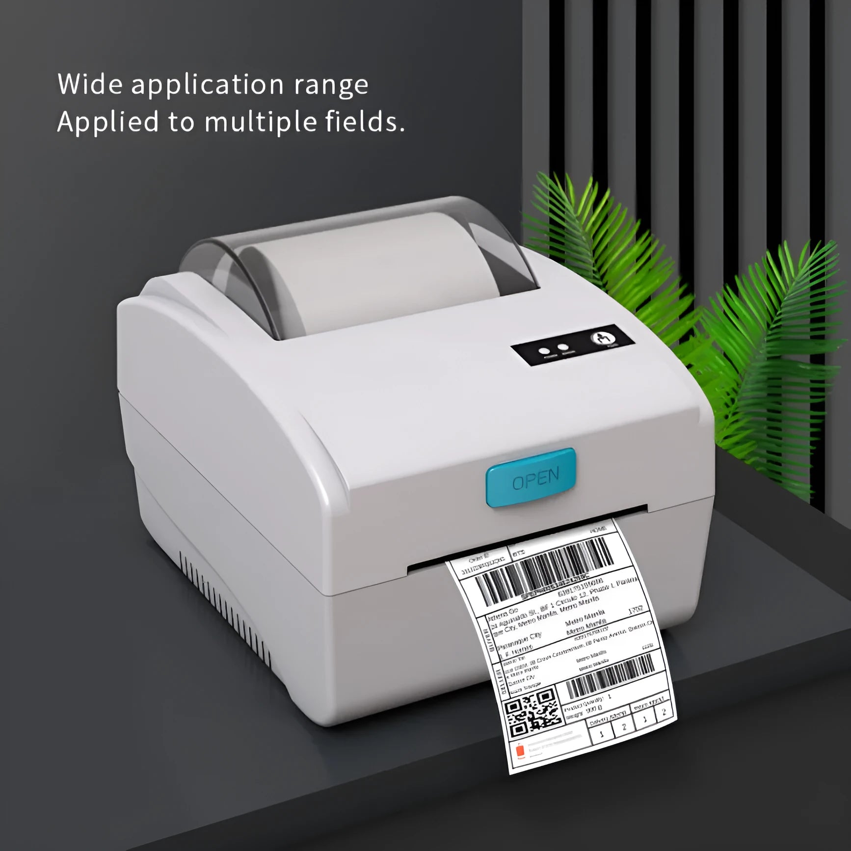 White Bluetooth thermal label printer with USB connectivity for heat-sensitive shipping and address labels