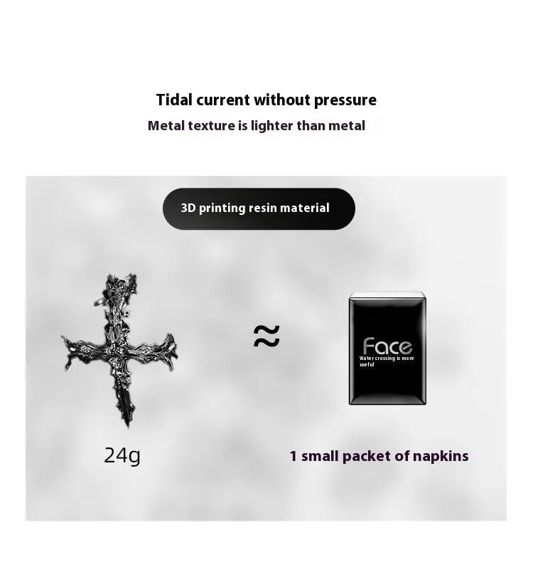 Gothic resin cross headphone cover for Apple AirPods Max in silver colour, hard shell 3D printed